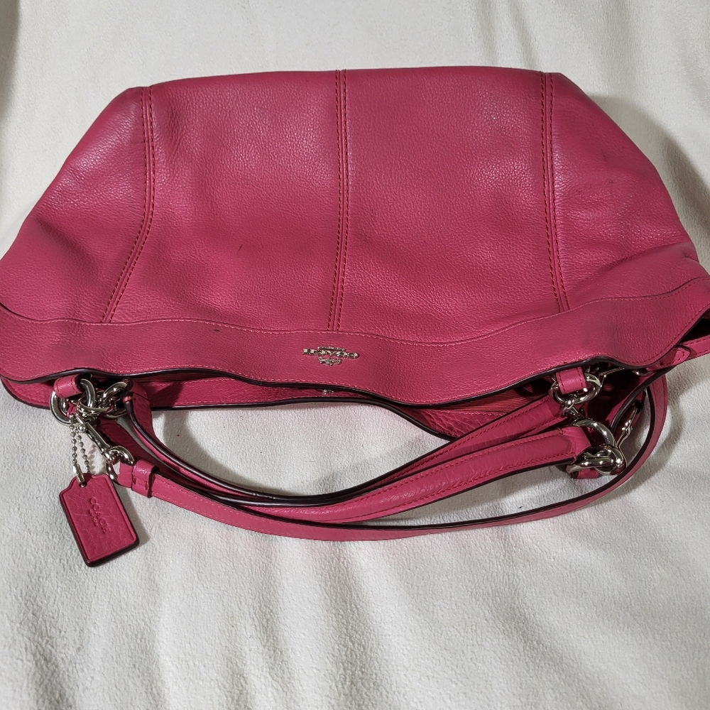 COACH Lexy Rouge Pink Pebbled Leather Shoulder Bag - Picture 5 of 14